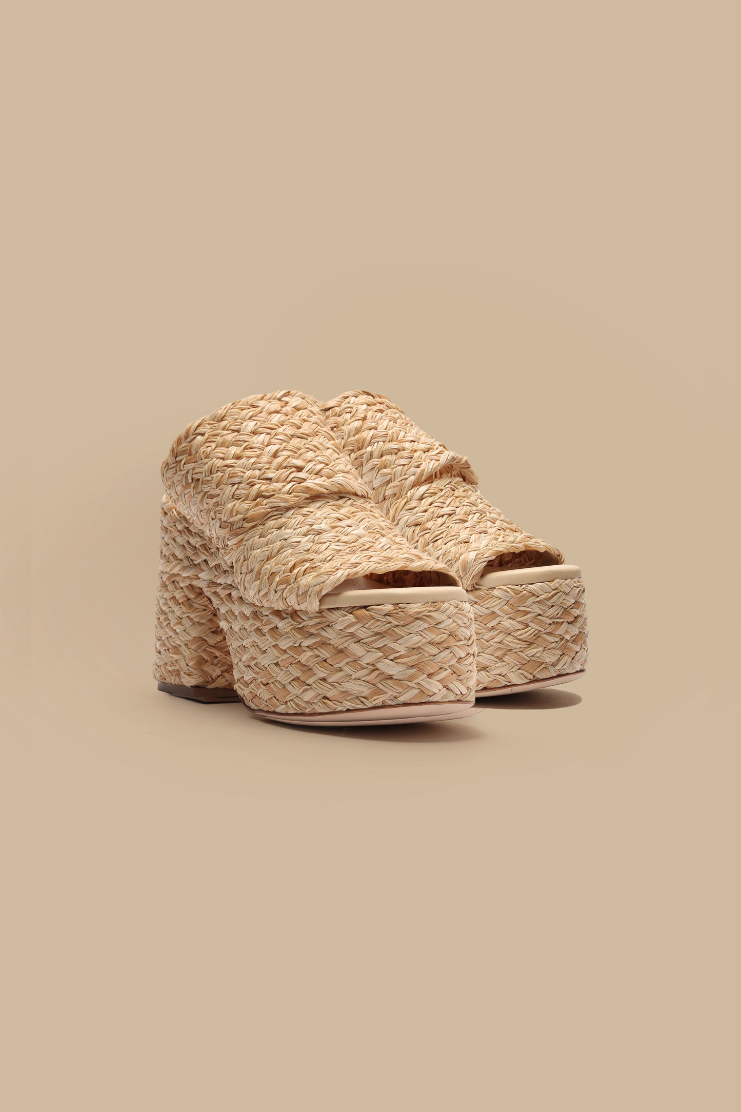 Natural Braided Raffia Platform Sandal