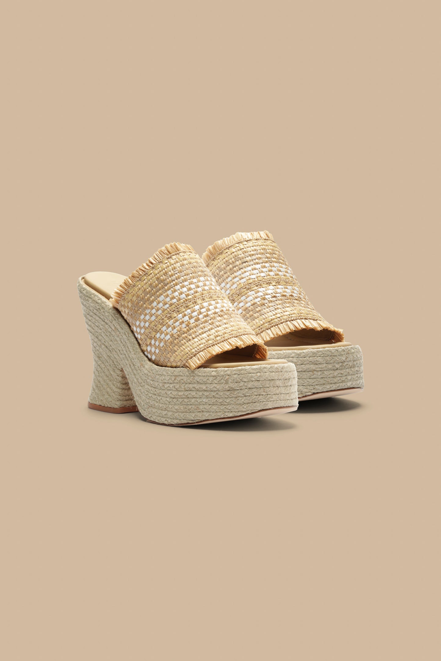 Natural Weaved Raffia Platform Sandal