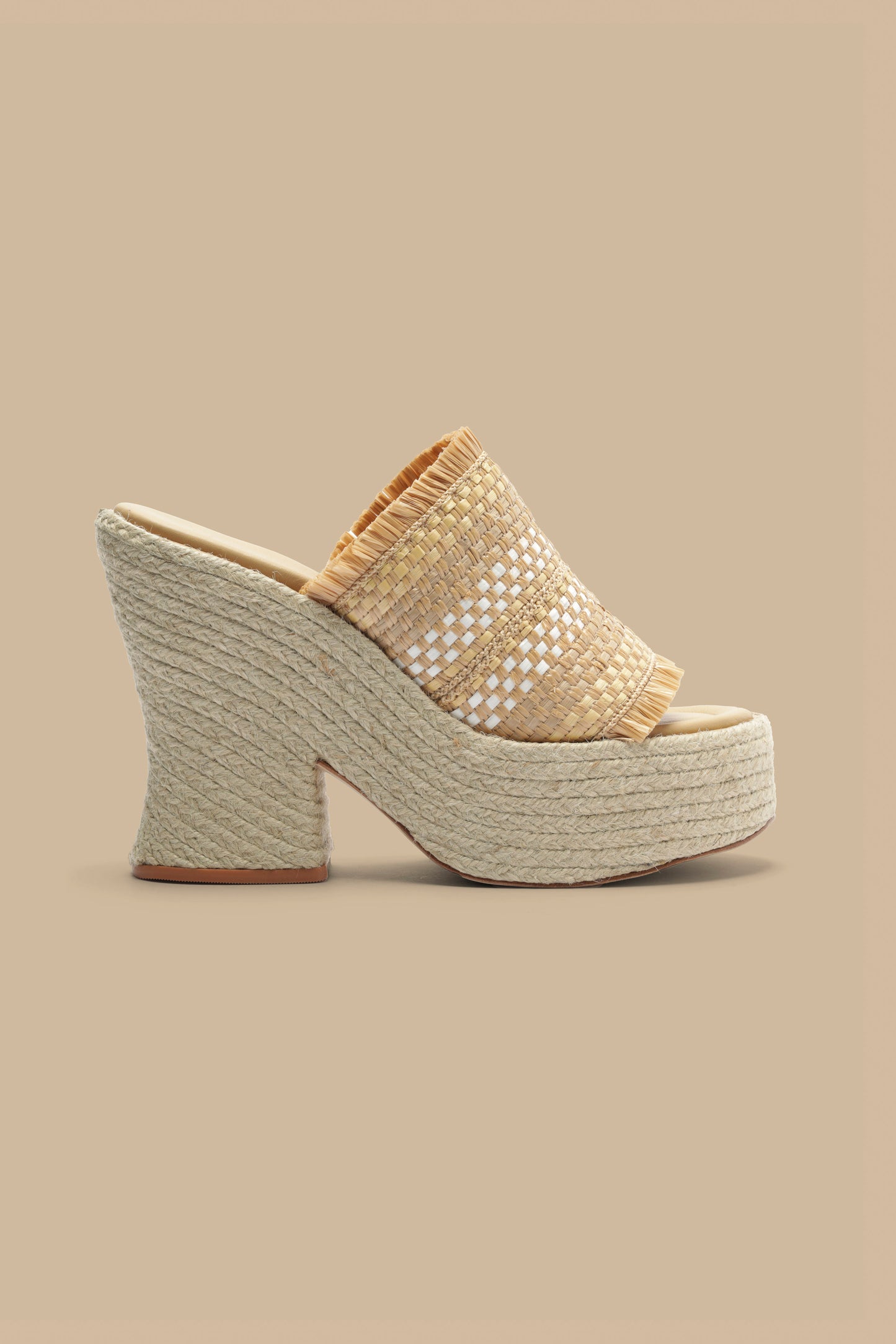 Natural Weaved Raffia Platform Sandal