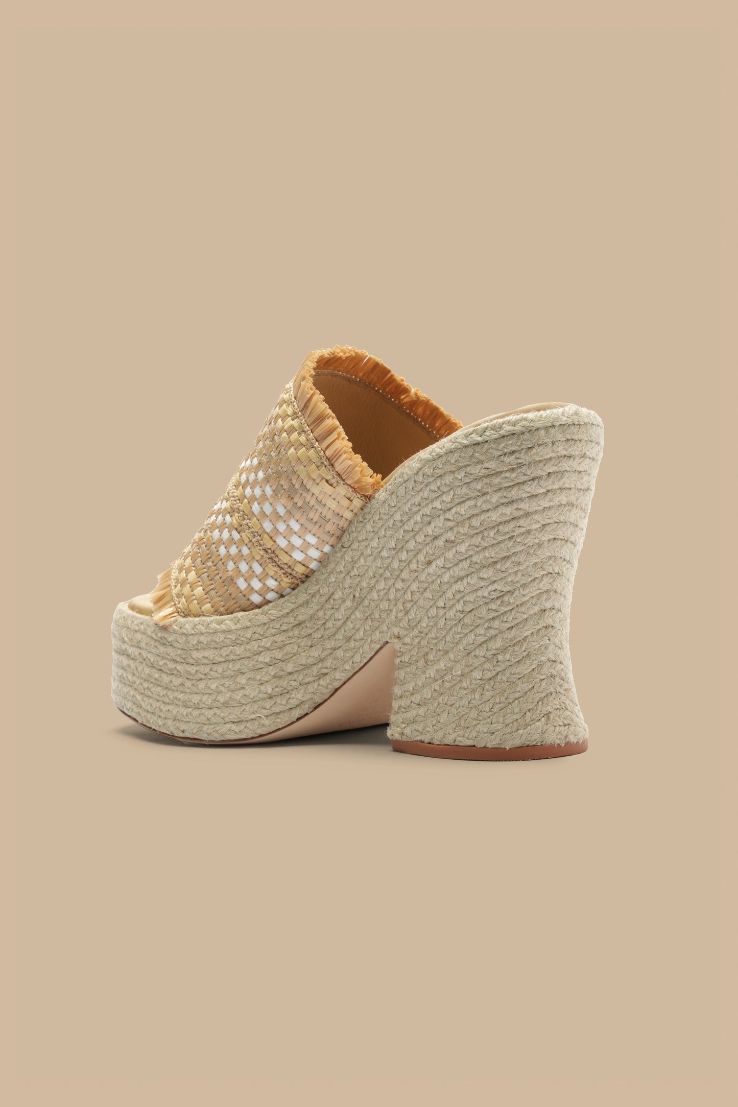 Natural Weaved Raffia Platform Sandal