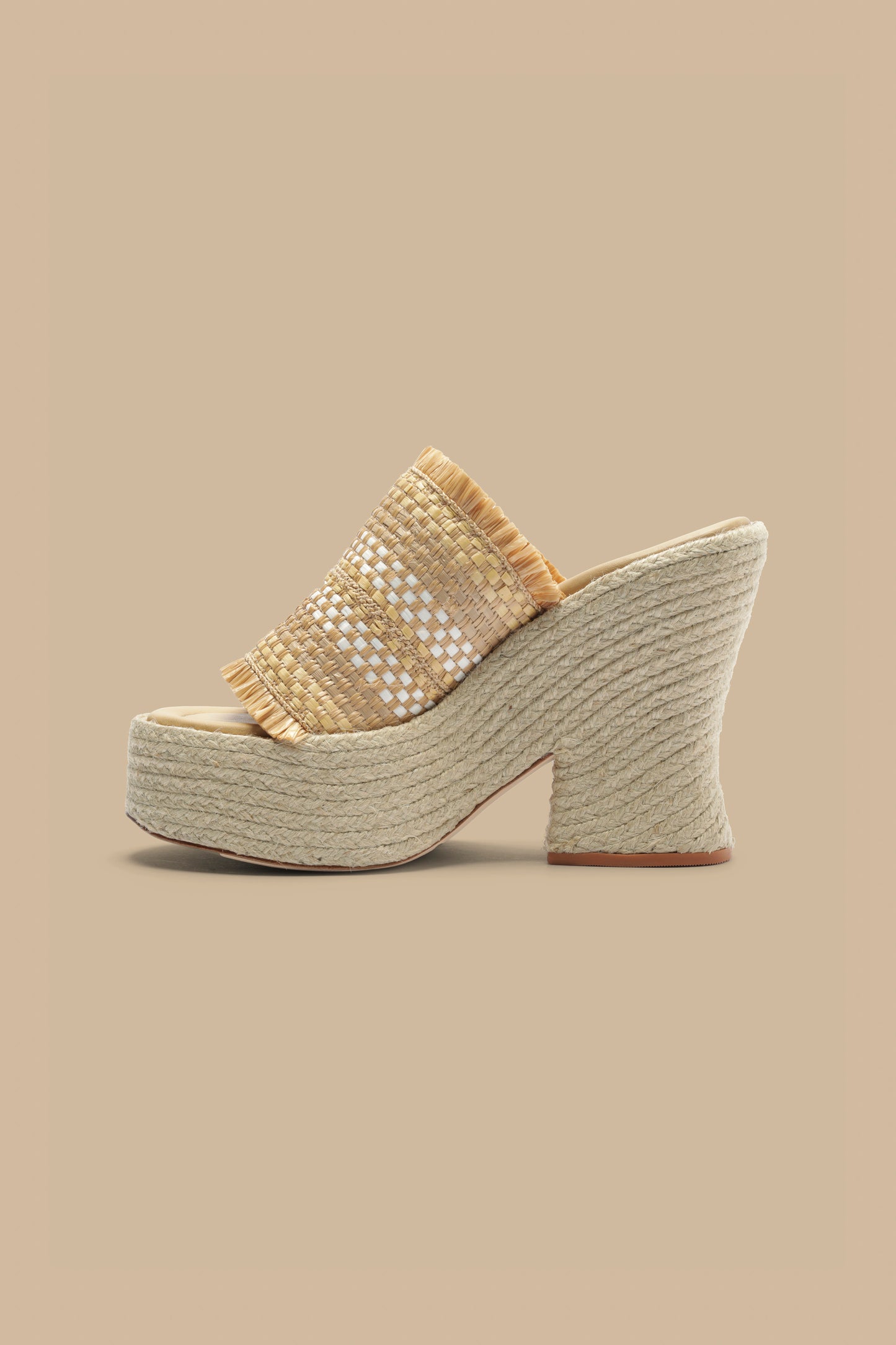 Natural Weaved Raffia Platform Sandal