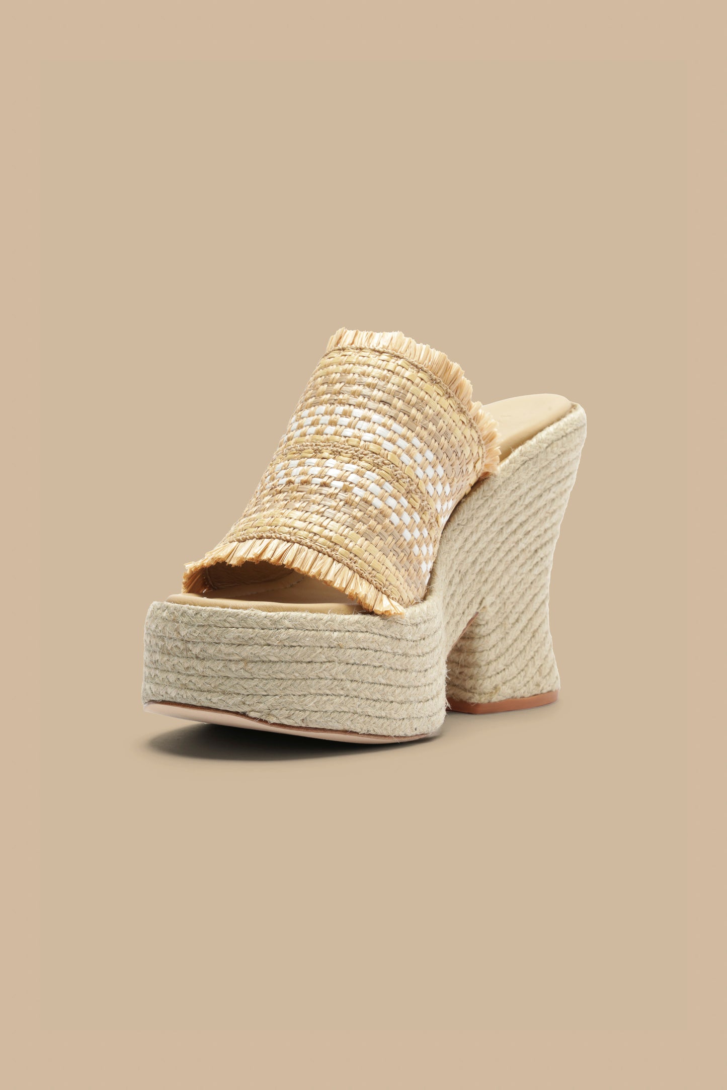 Natural Weaved Raffia Platform Sandal