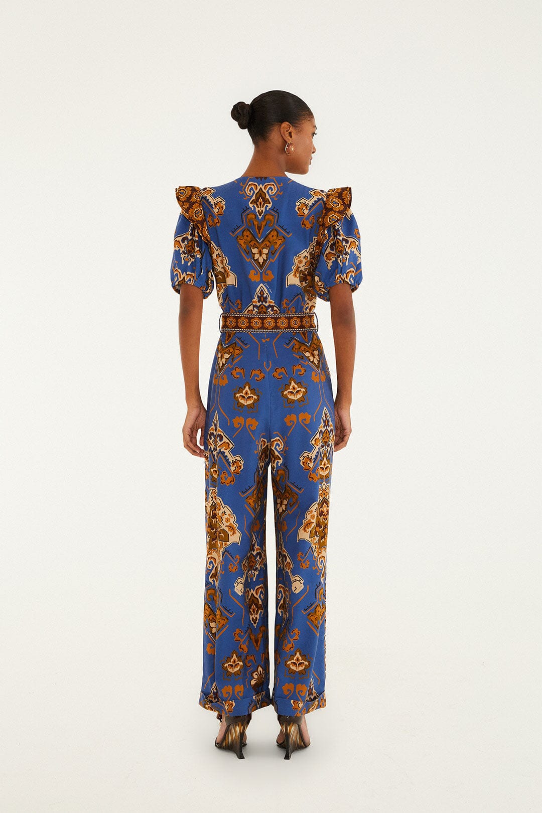 Blue Ornament Floral Jumpsuit