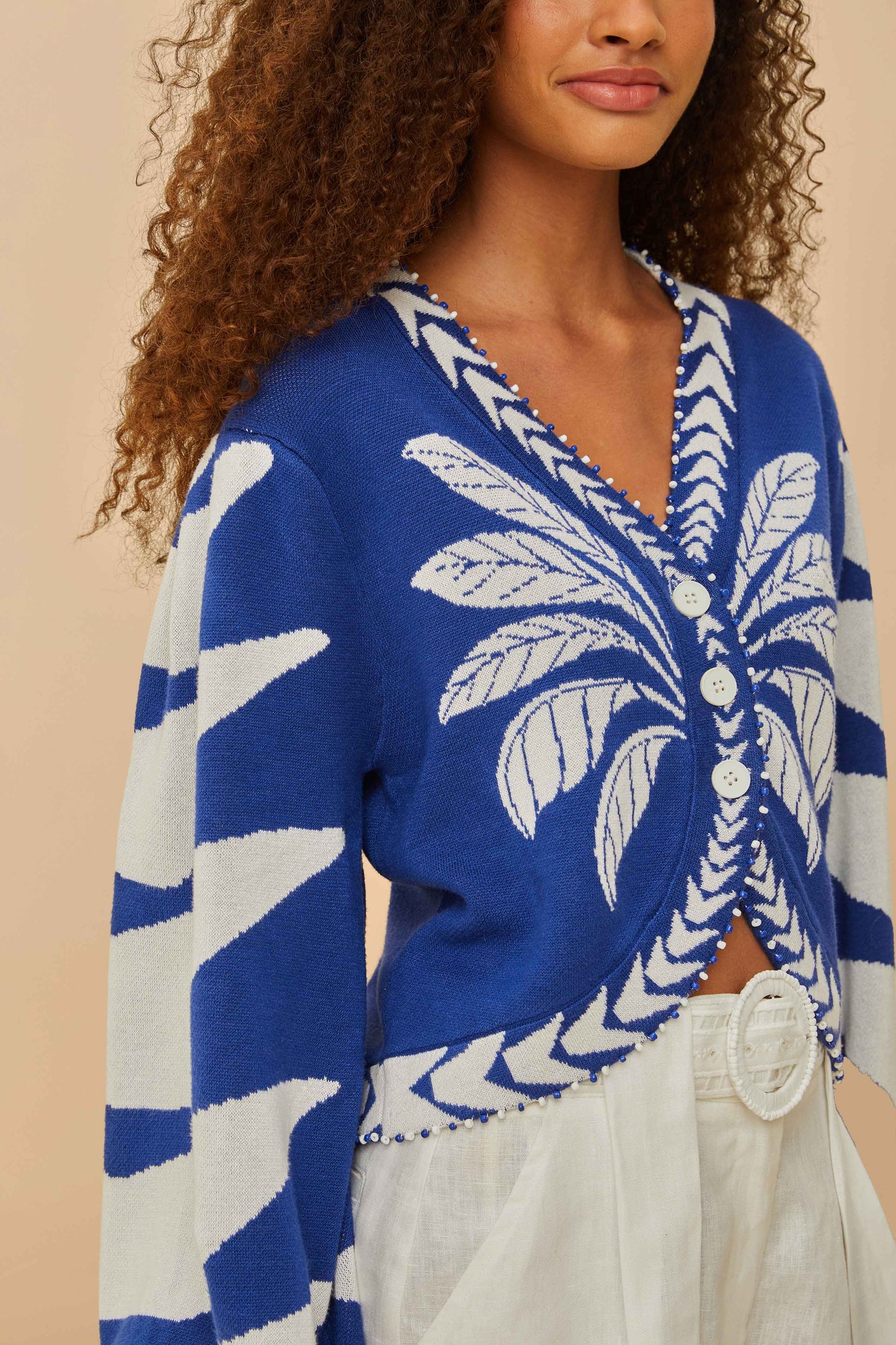 Blue Palms Graphic Knit Cardigan