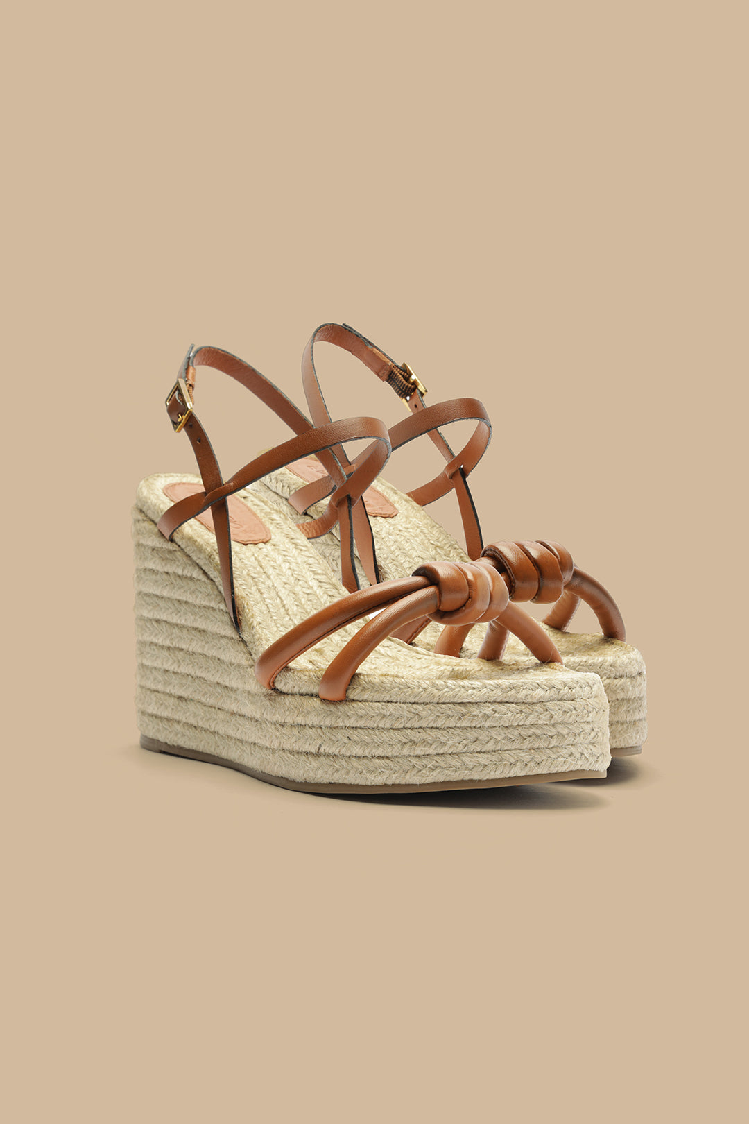 Camel Knot Wedge Sandal