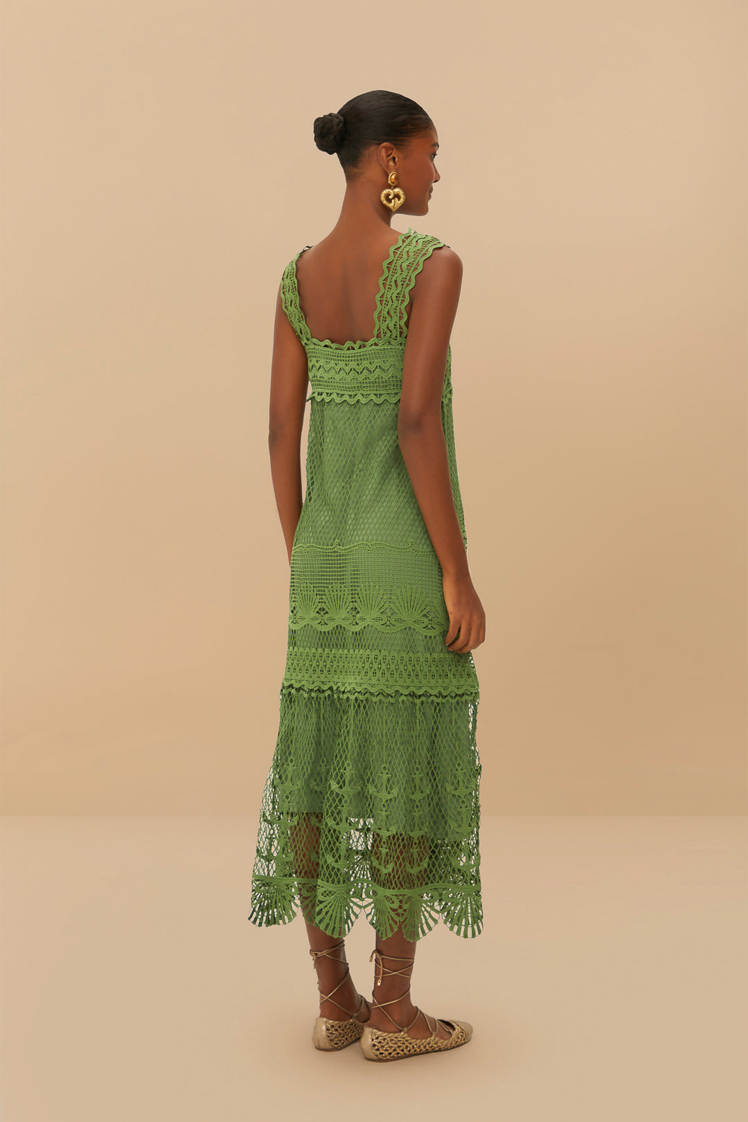 Green Nautical Guipure Maxi Dress