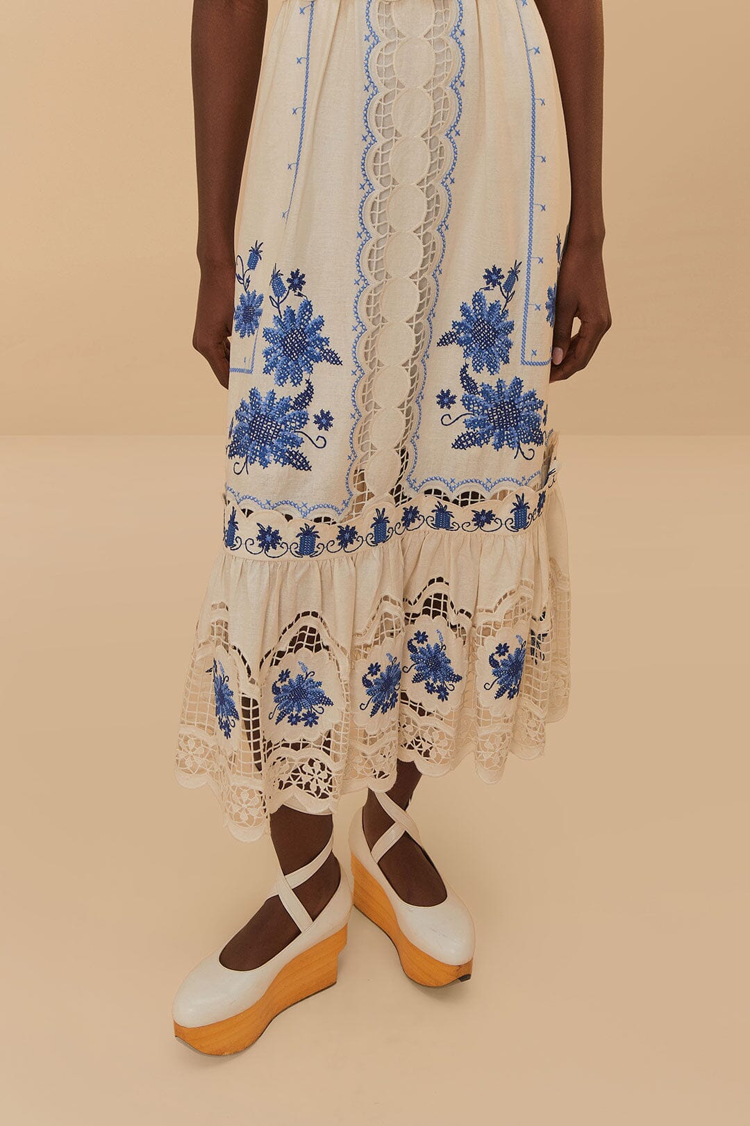 Off-White Richelieu Sunflower LENZING™ ECOVERO™ Euroflax™ Midi Dress