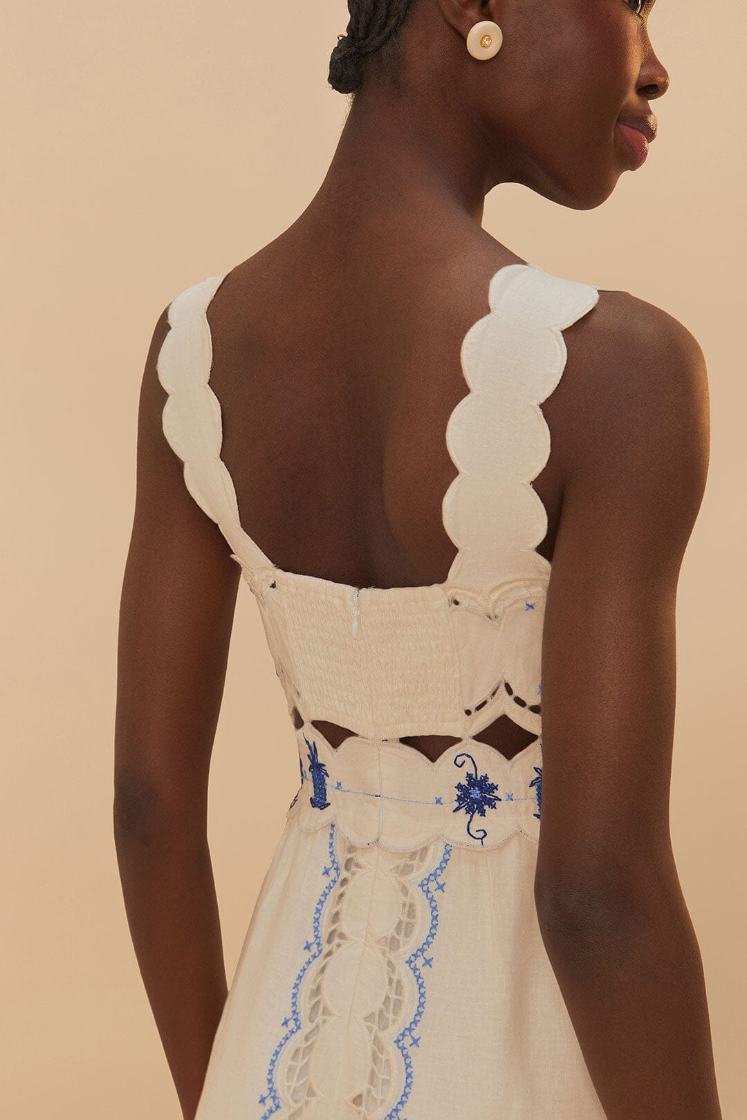 Off-White Richelieu Sunflower LENZING™ ECOVERO™ Euroflax™ Midi Dress