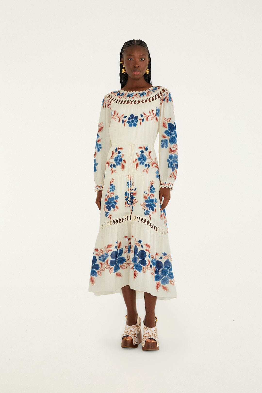 Sand Renata Floral Drawstring Cut-Out Maxi Dress