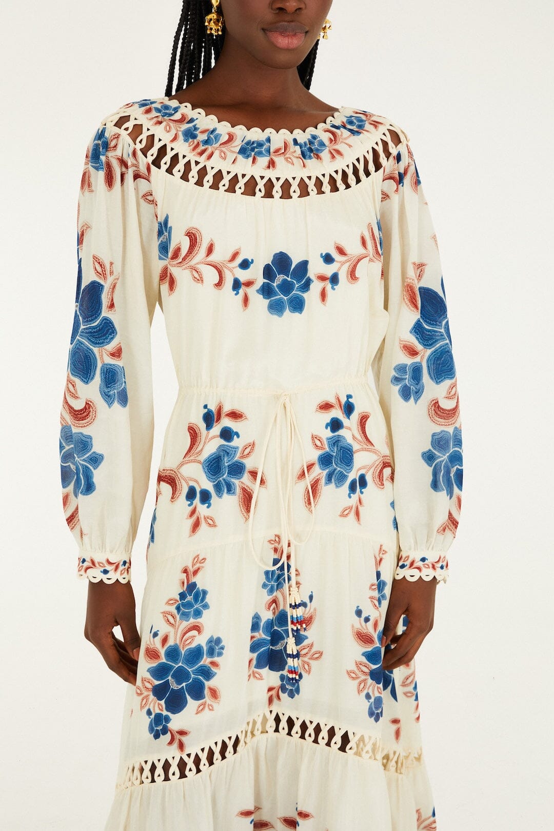 Sand Renata Floral Drawstring Cut-Out Maxi Dress