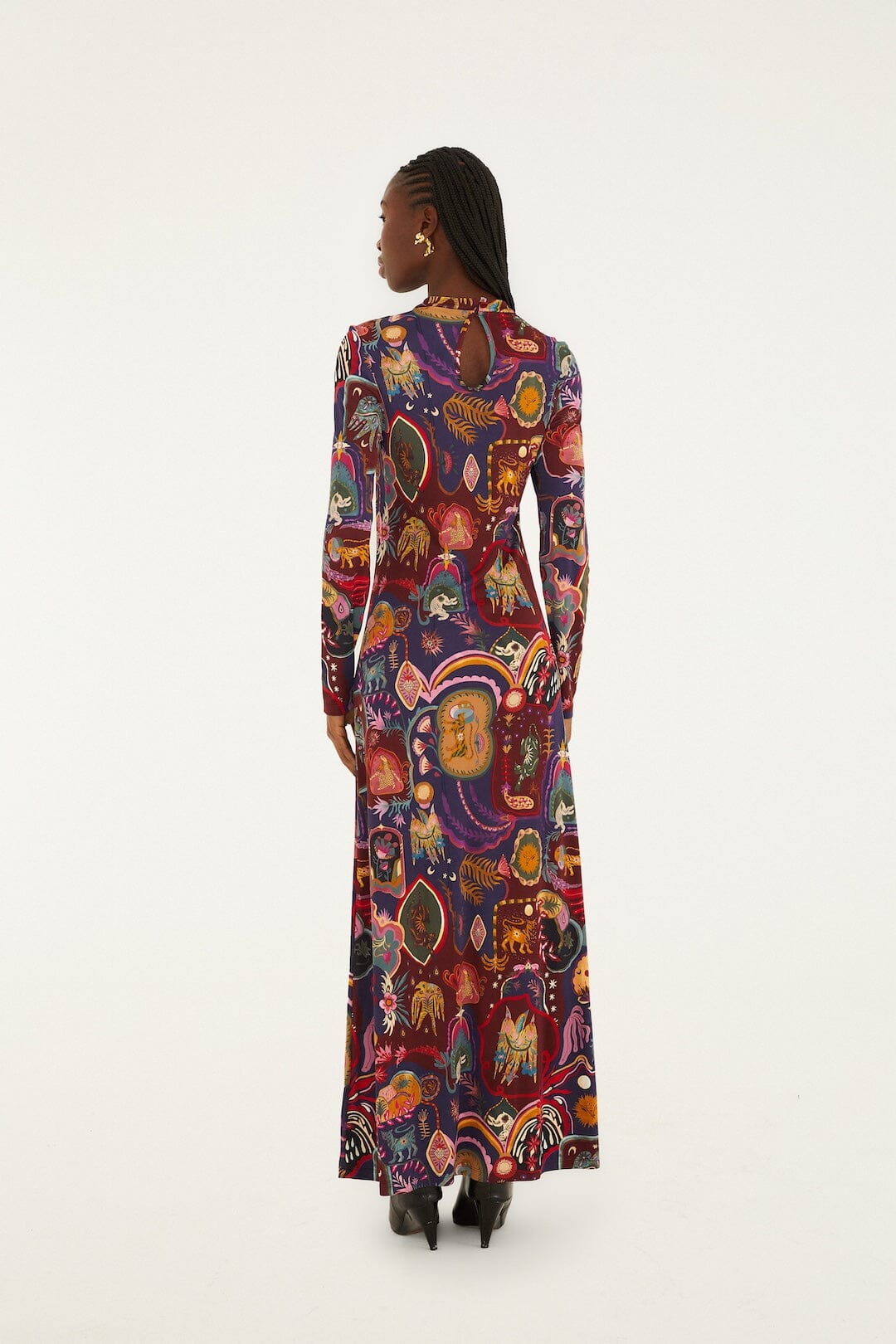 Multicolor Artsy Surreal Land Long Sleeve Maxi Dress