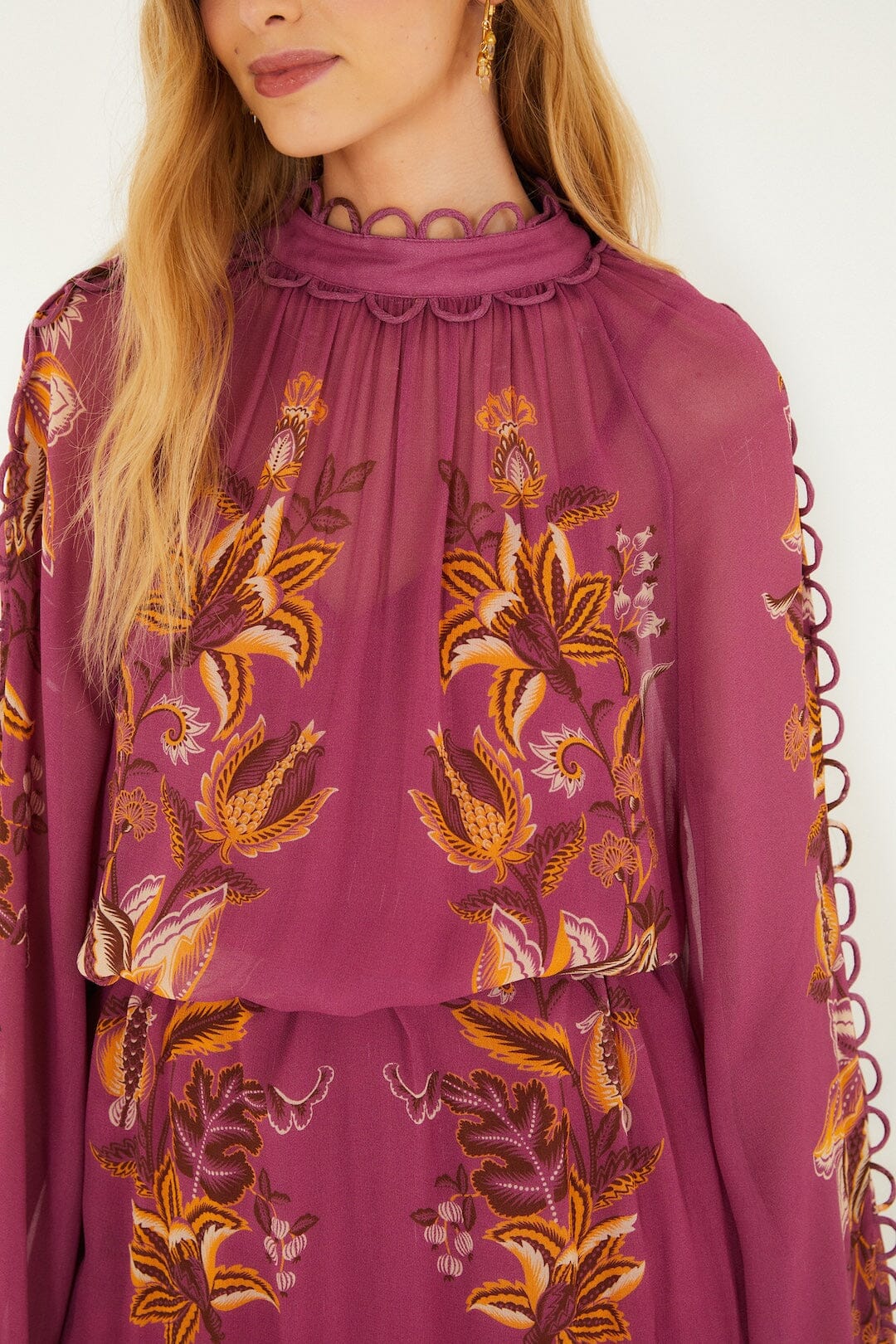 Pink Delicate Chintz Ruffled Mini Dress