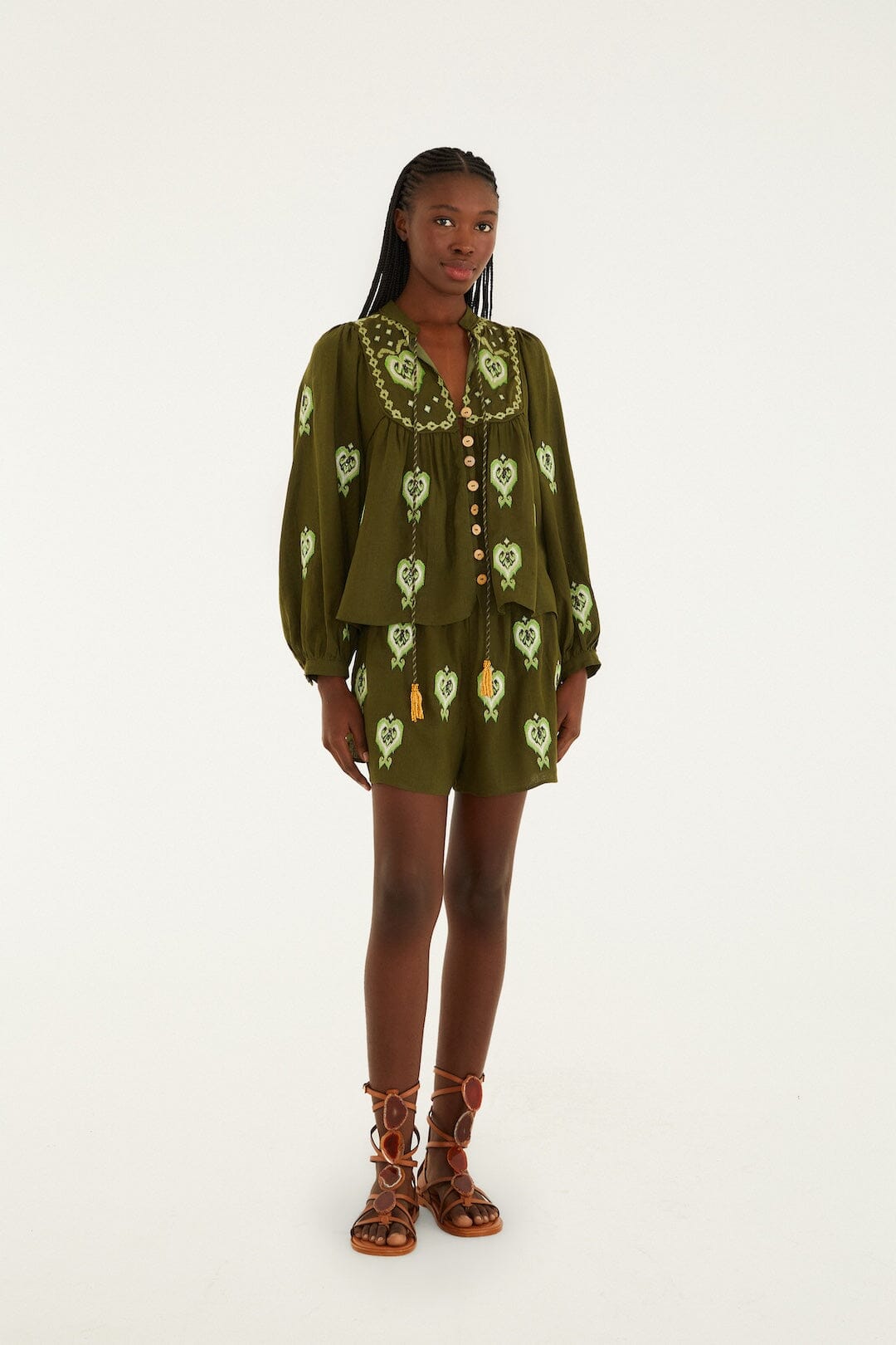 Green Heart Tapestry Embroidered Lenzing™ Ecovero™ Euroflax™ Shorts