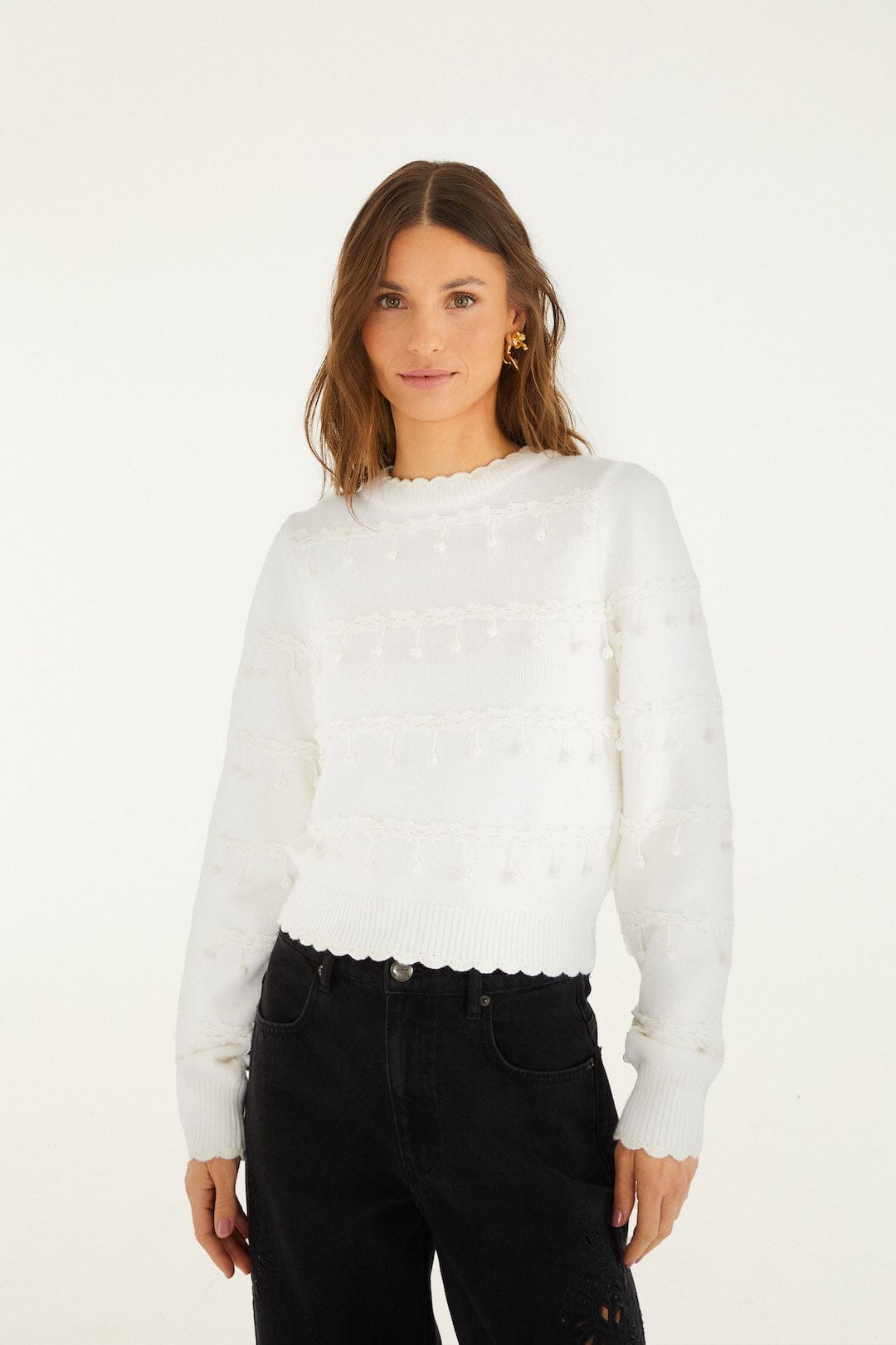 Off-White Bubble Trim Knit Sweater
