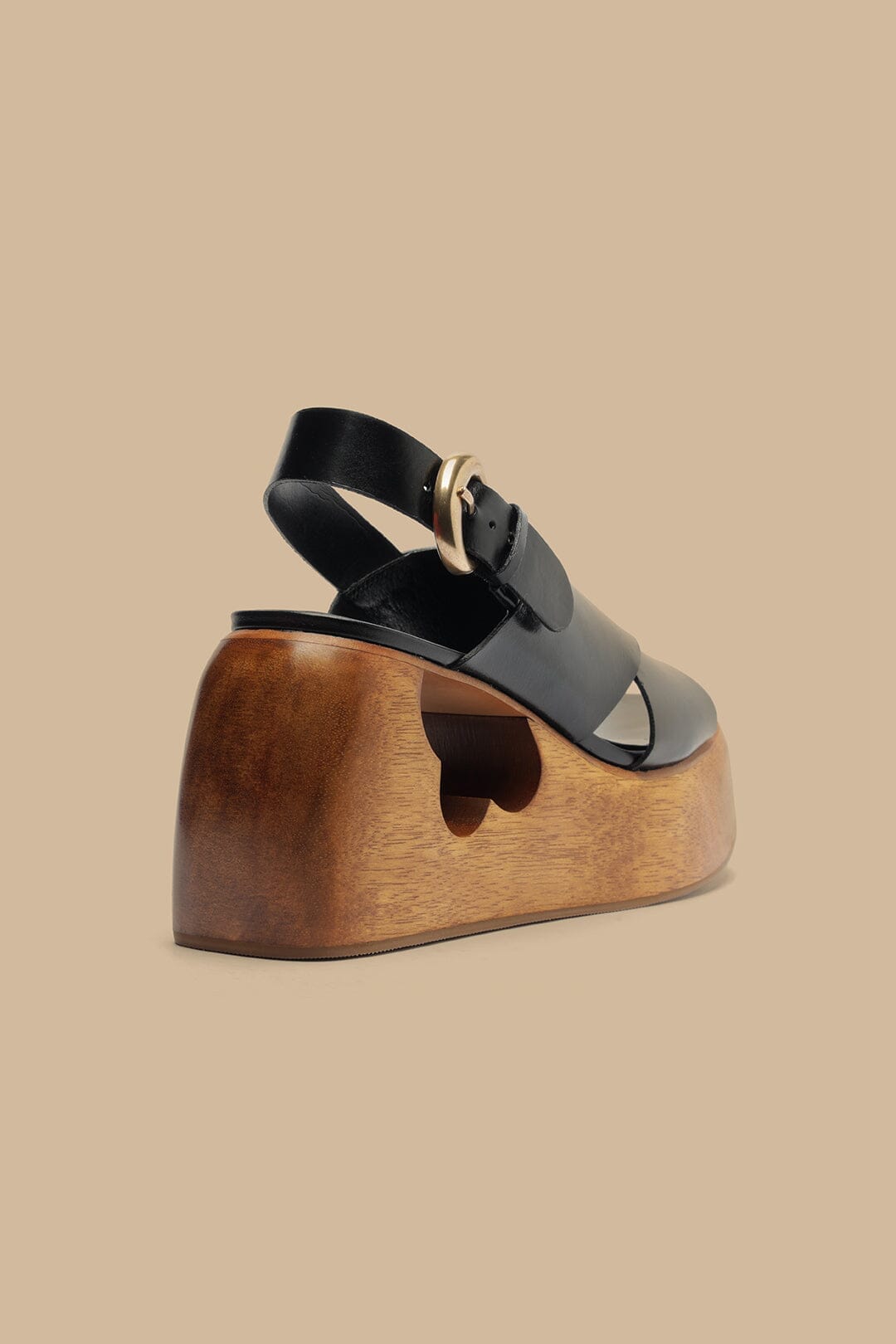 Black Cross Flower Wedge Sandal