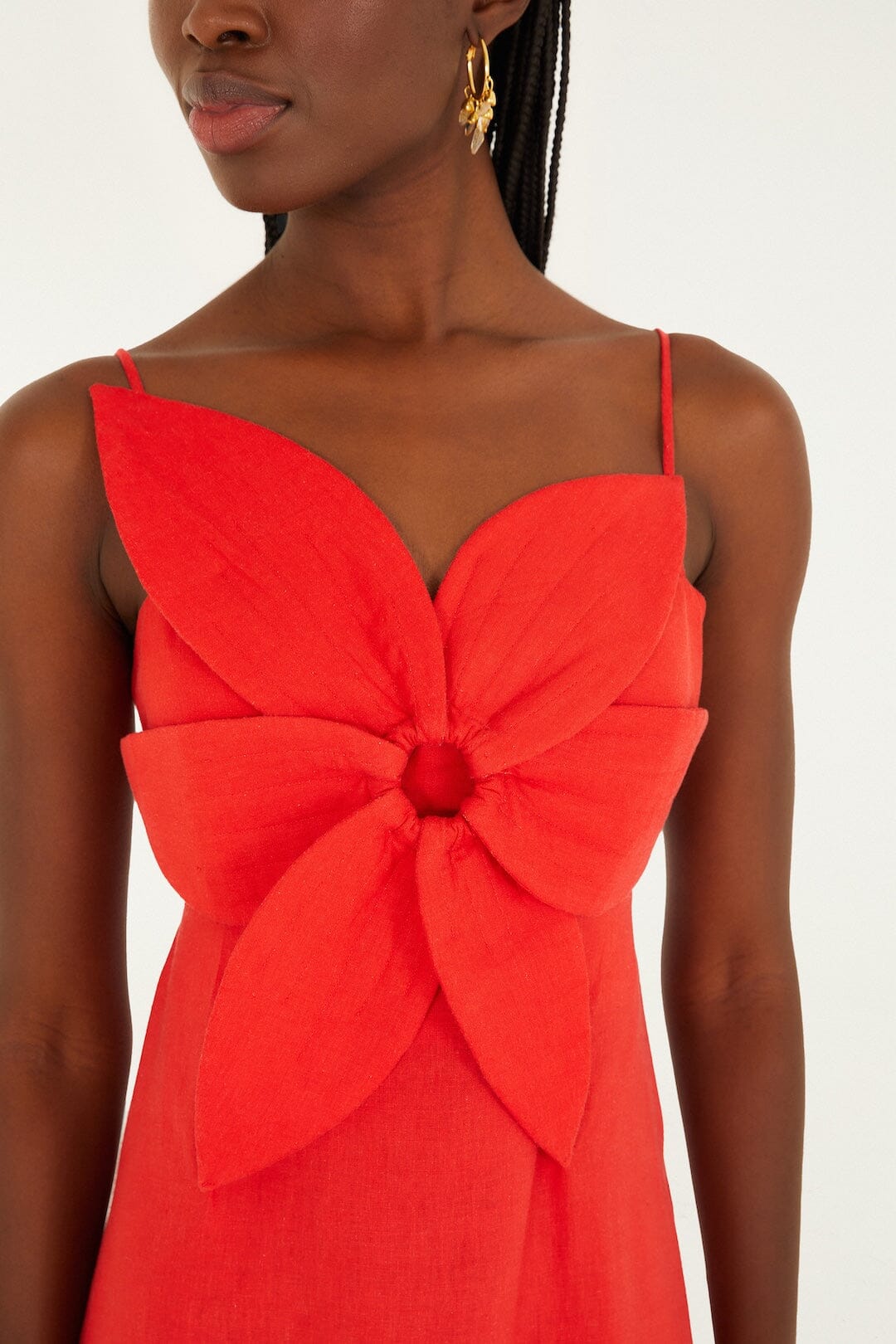 Red 3d Flower Lenzing™ Ecovero™ Euroflax™ Mini Dress