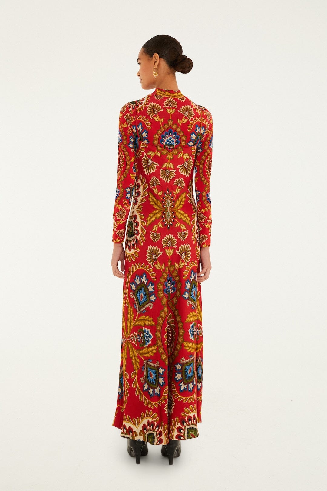 Red Folk Tapestry Lenzing™ Ecovero™ Viscose Slip Maxi Dress