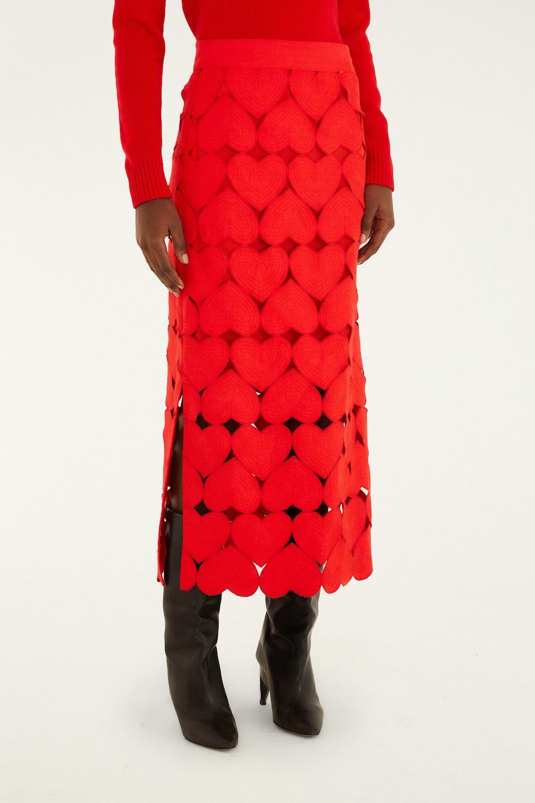 Red Hearts Euroflax Premium Linen Midi Skirt