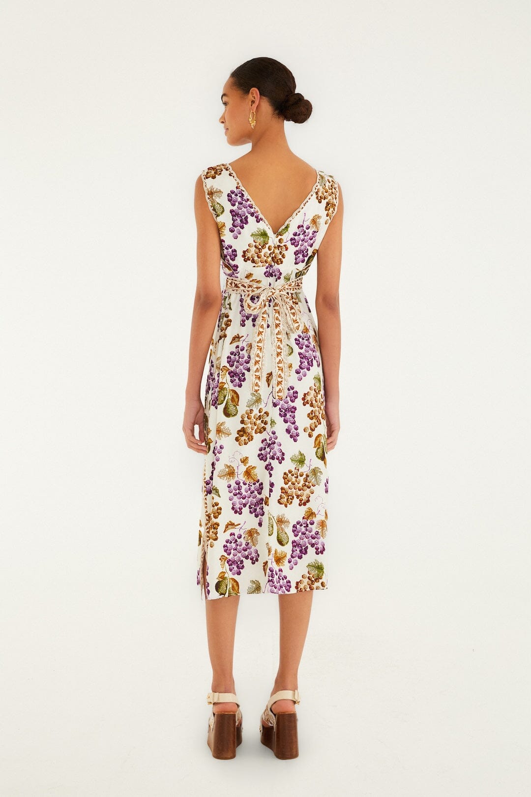 Cream Grape Garden Lenzing Ecovero Viscose Midi Dress