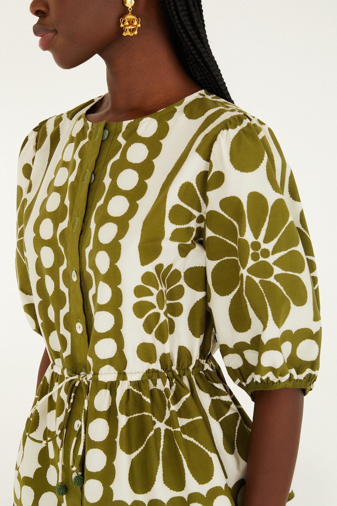 Green Palermo Drawstring Organic Cotton Blouse