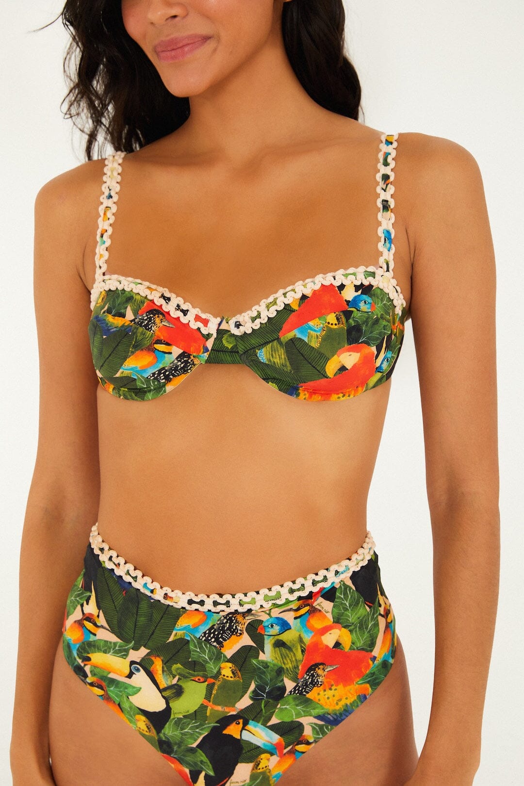 Green Bird Leaves Underwire Bikini Top