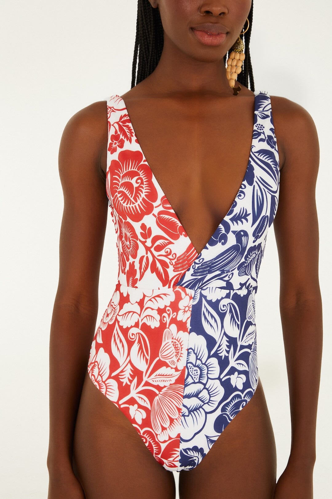 Mixed Cashew And Birds One-Piece Swimsuit