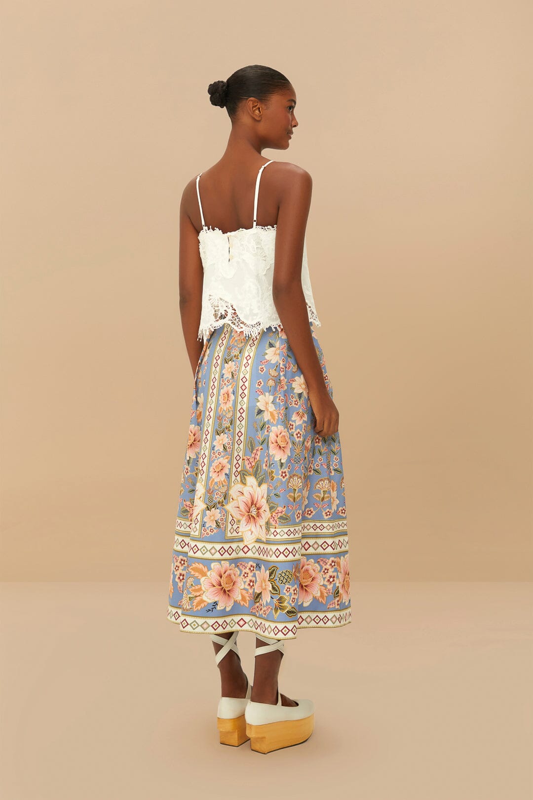 Blue Superbloom Tapestry Buttoned Maxi Skirt