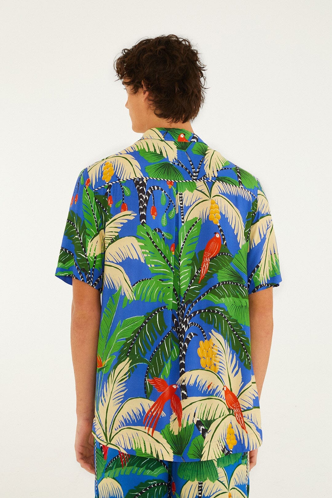 Blue Tropical Island Short Sleeve Lenzing™ Ecovero™ Viscose Shirt