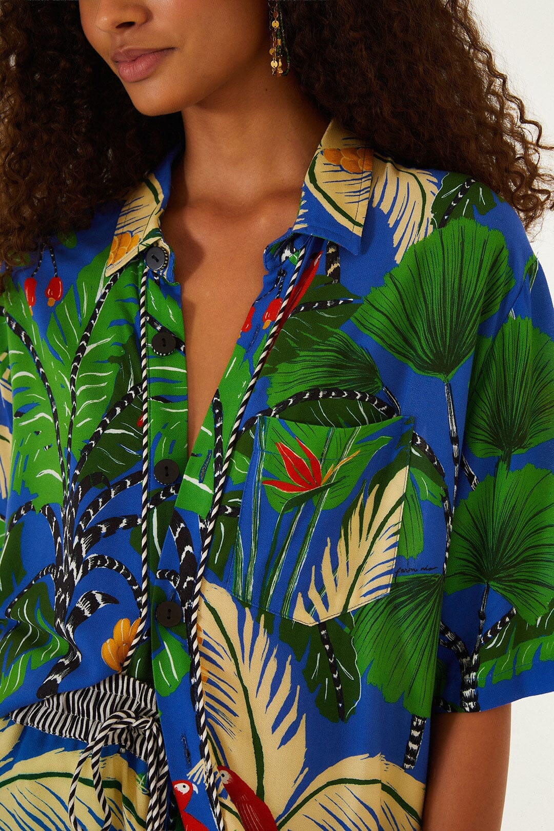 Blue Tropical Island Short Sleeve Lenzing™ Ecovero™ Viscose Shirt