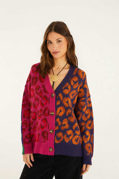 Mixed Ikat Leopard Buttoned Knit Cardigan | FARM Rio