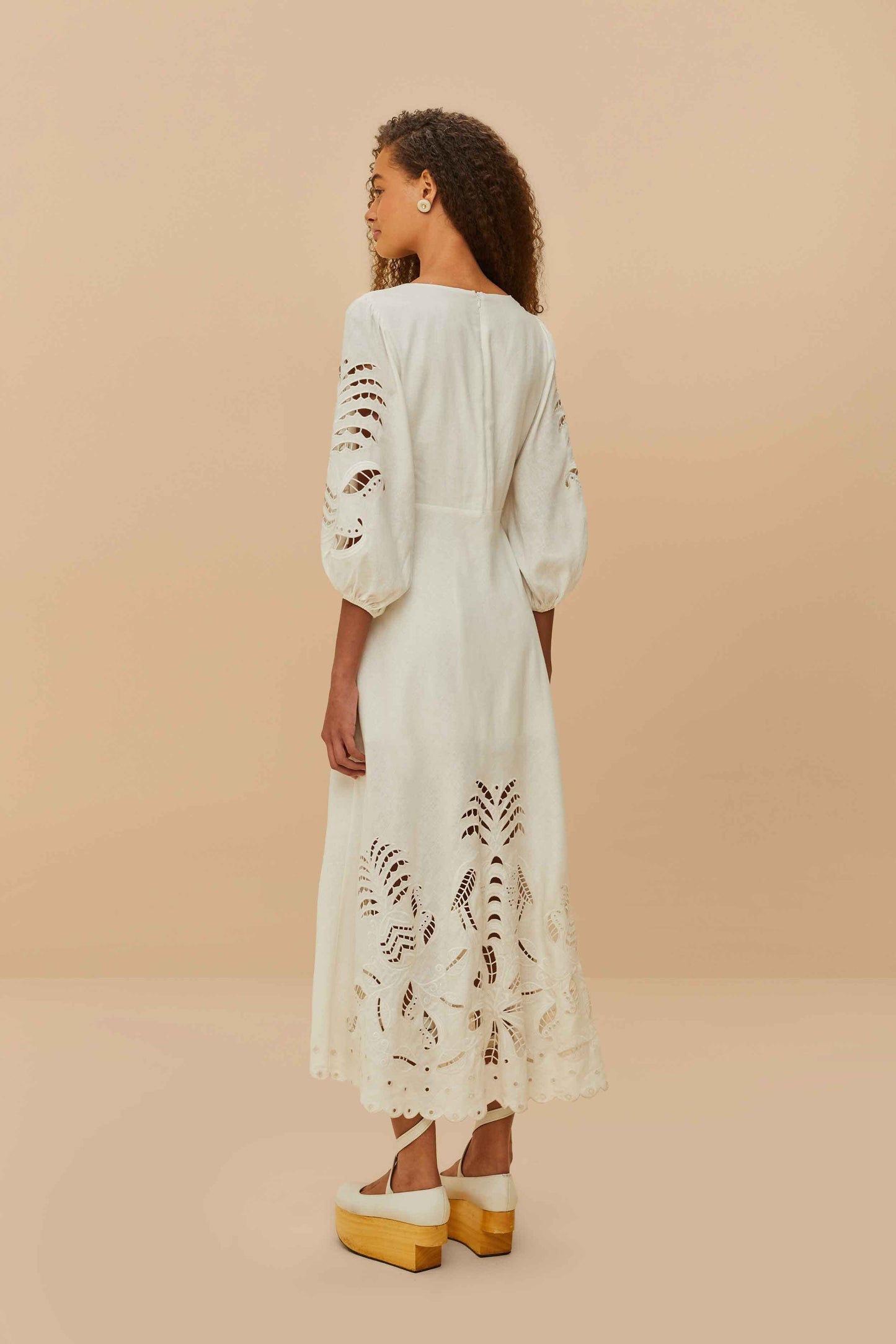 Off-White Richelieu LENZING™ ECOVERO™ Euroflax™ Midi Dress