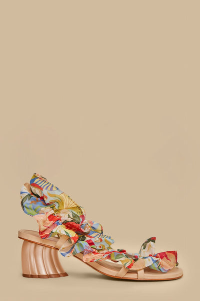 Multicolor Ocean View Monstera Heeled Sandal  FARM Rio
