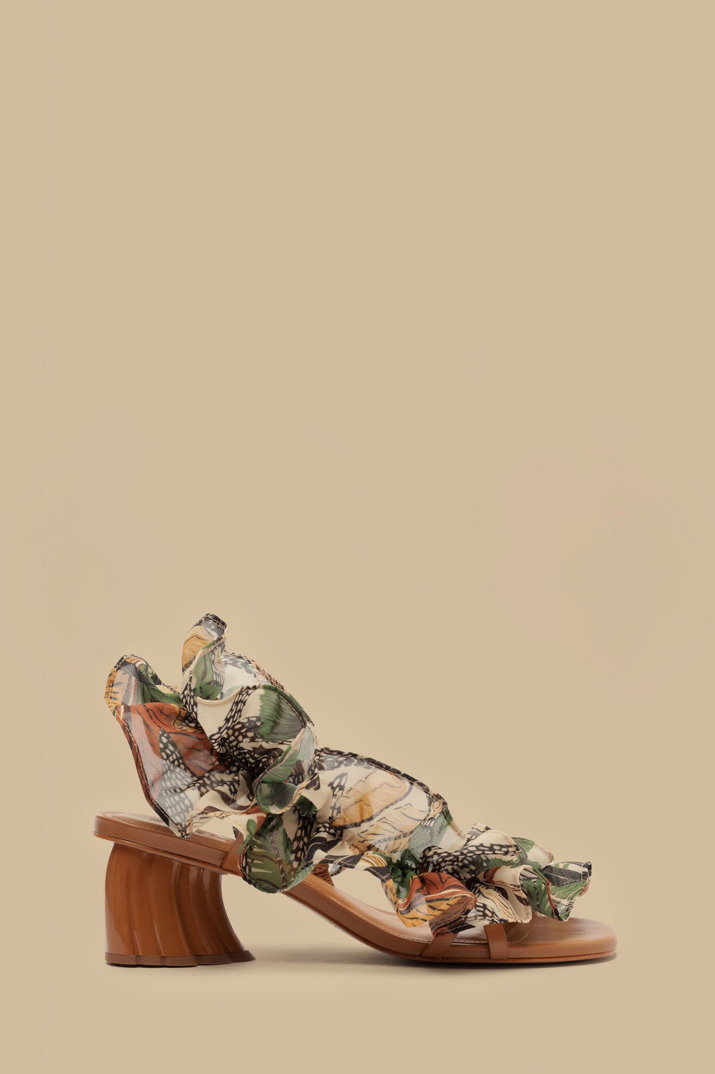 Sand Foliage Sketch Monstera Heeled Sandal