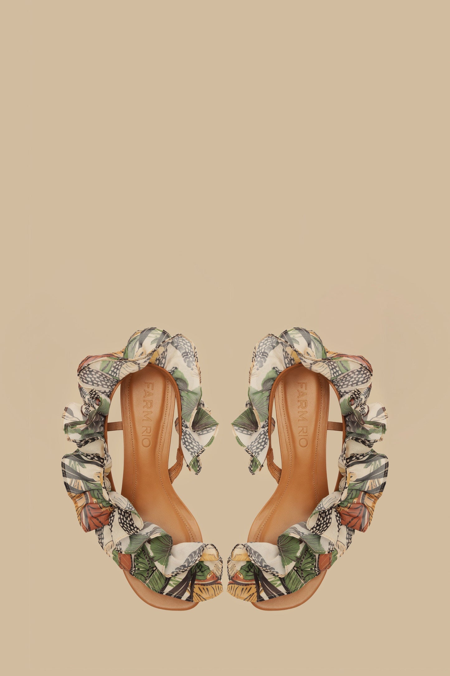 Sand Foliage Sketch Monstera Heeled Sandal