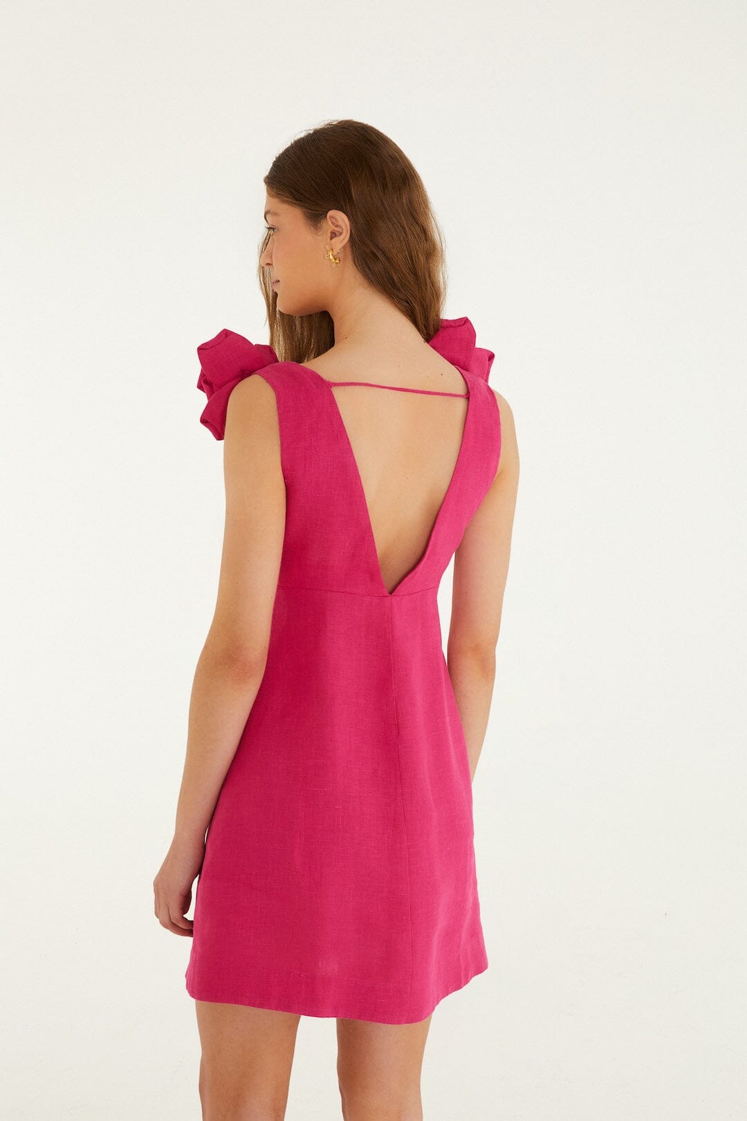 Pink Sleeveless Euroflax Premium Linen Mini Dress