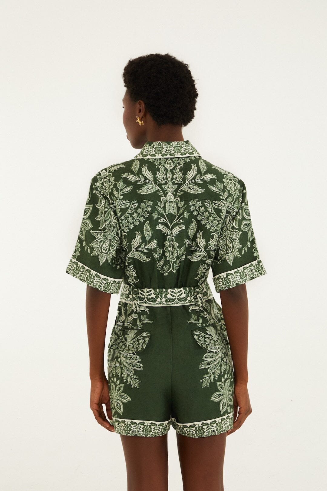 Dark Green Miranda Belted Romper