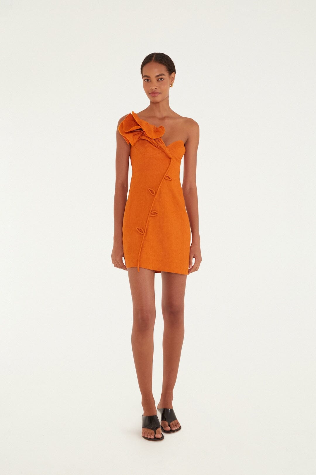 Orange Flower Euroflax Premium Linen Mini Dress