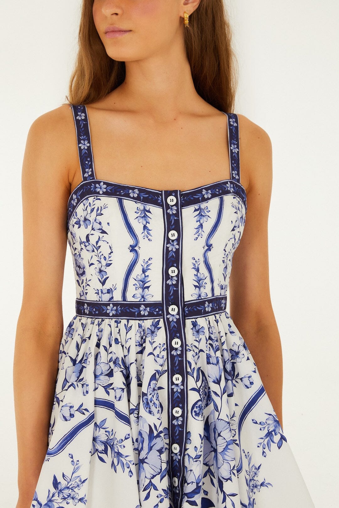 Off-White Porcelain Garden Buttoned Mini Dress