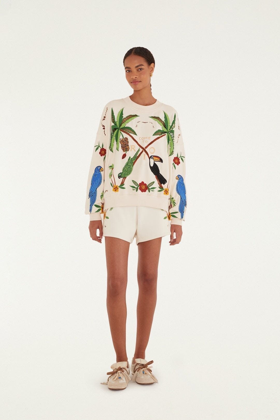 Off-White Coconut Trees Come To Rio Embroidered Sweatshirt