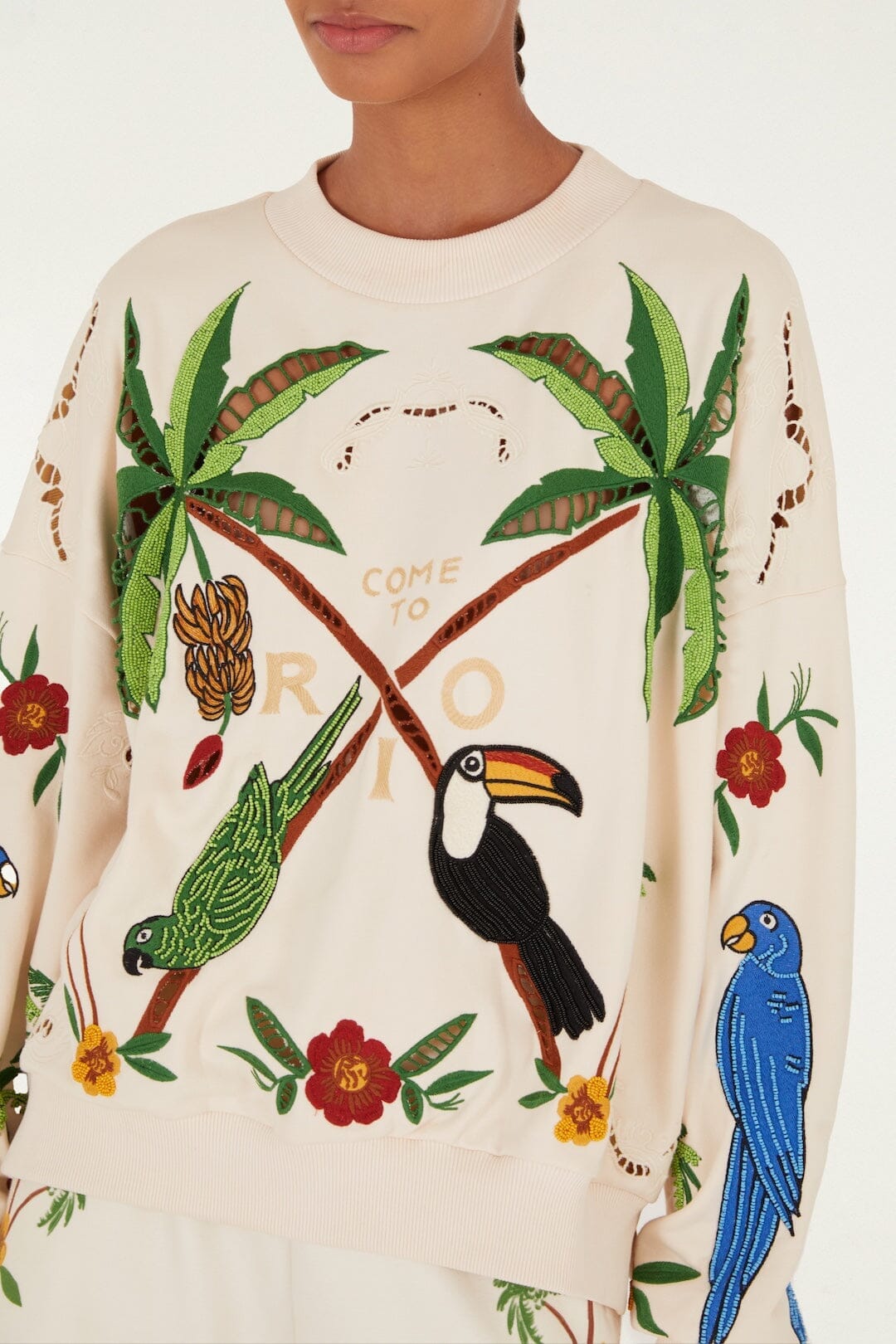 Off-White Coconut Trees Come To Rio Embroidered Sweatshirt