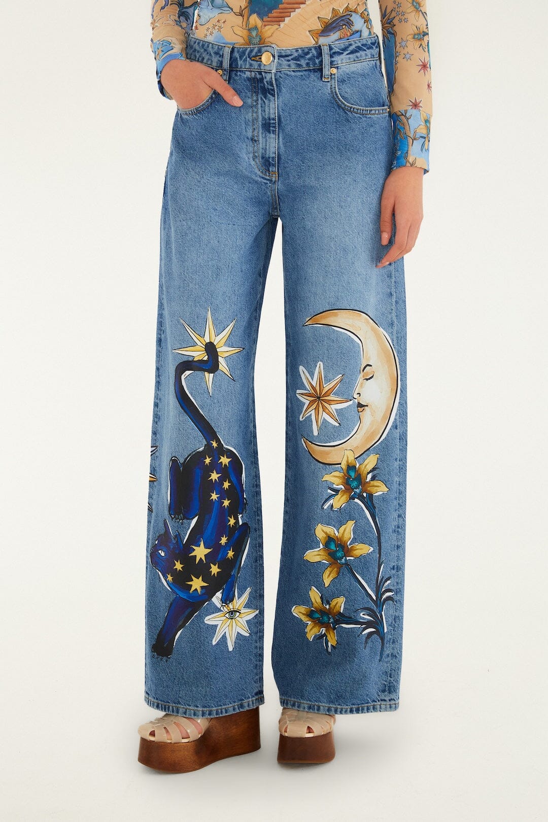 Denim Mystical Wide-Leg Pants