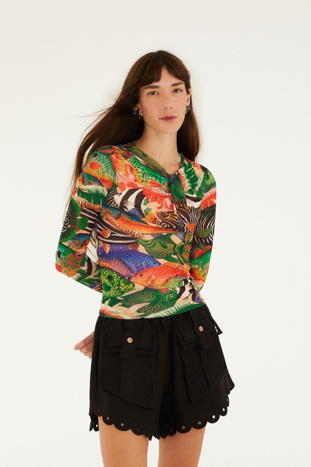 Multicolor Fish Sea Tule Blouse