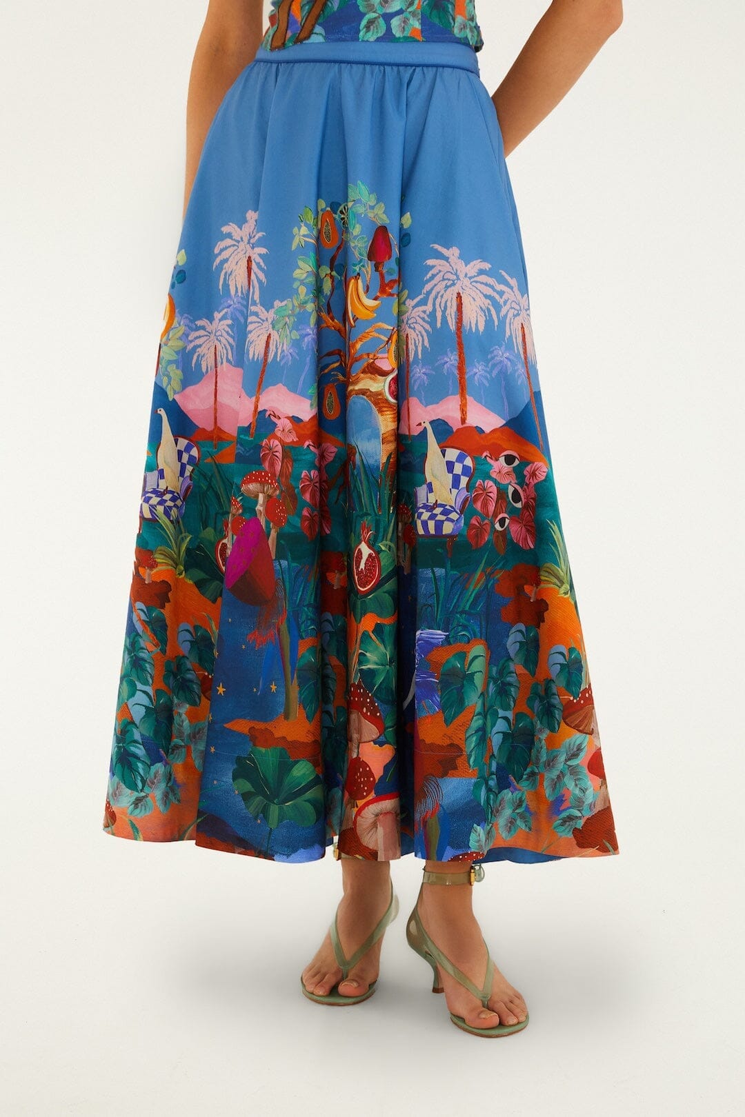 Multicolor Dream Landscape Midi Skirt