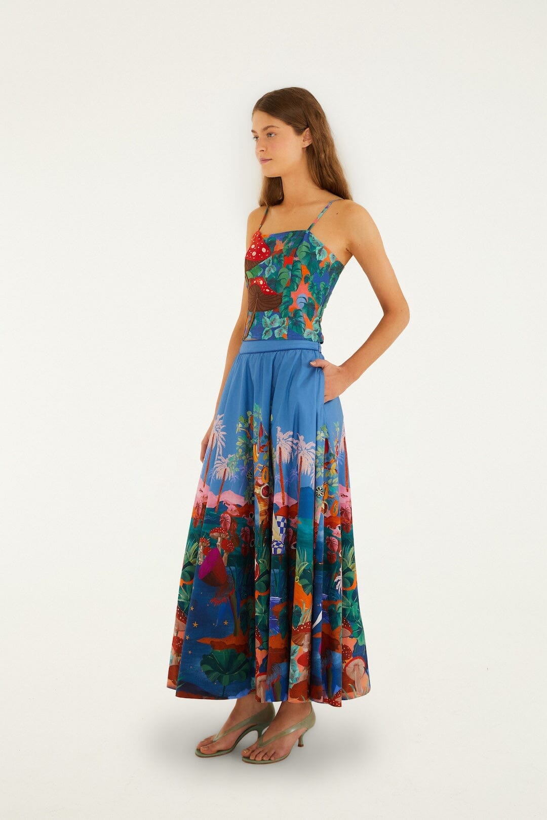 Multicolor Dream Landscape Midi Skirt