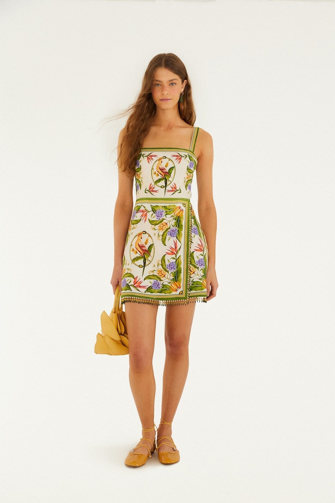 Sand Tropical Scarf Euroflax Premium Linen Sleeveless Mini Dress