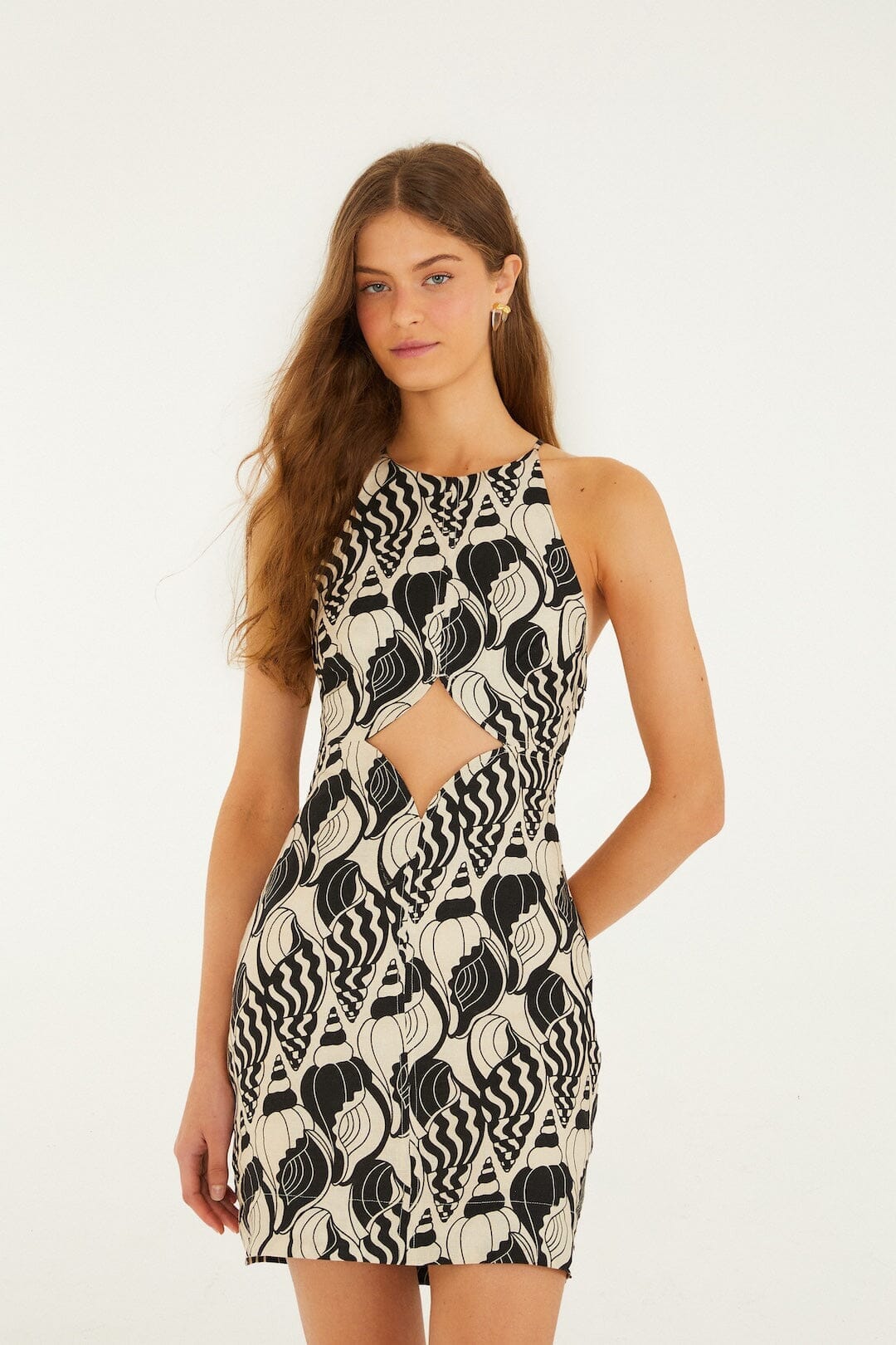 Sand Diamond Seashell Serenade Cut Out Mini Dress