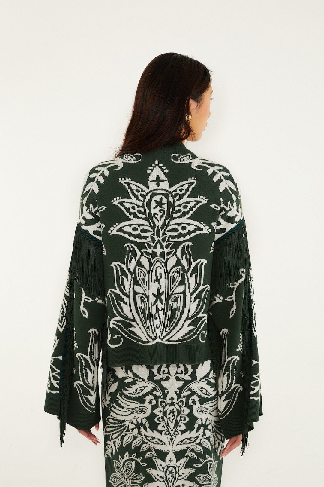 Dark Green Miranda Fringes Knit Sweater