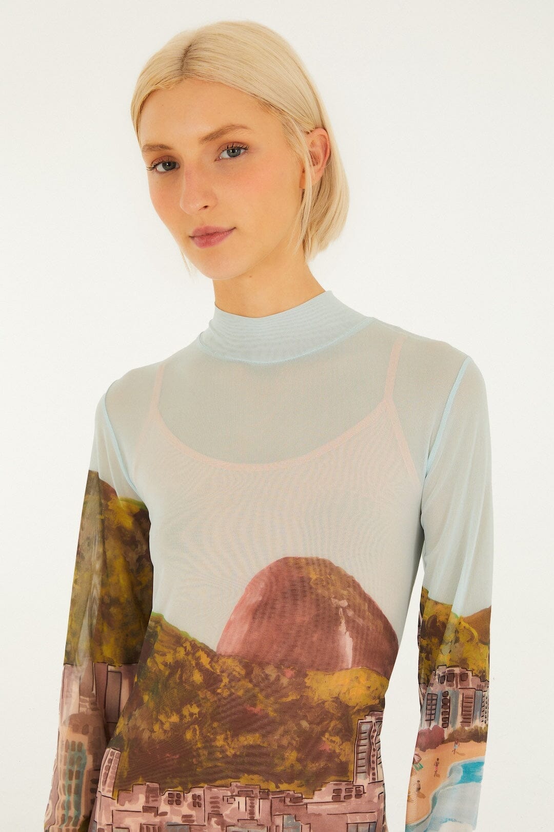 Multicolor Copacabana Beach Long Sleeve Maxi Dress