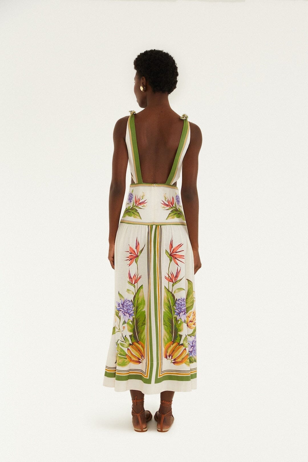 Sand Tropical Scarf Maxi Dress