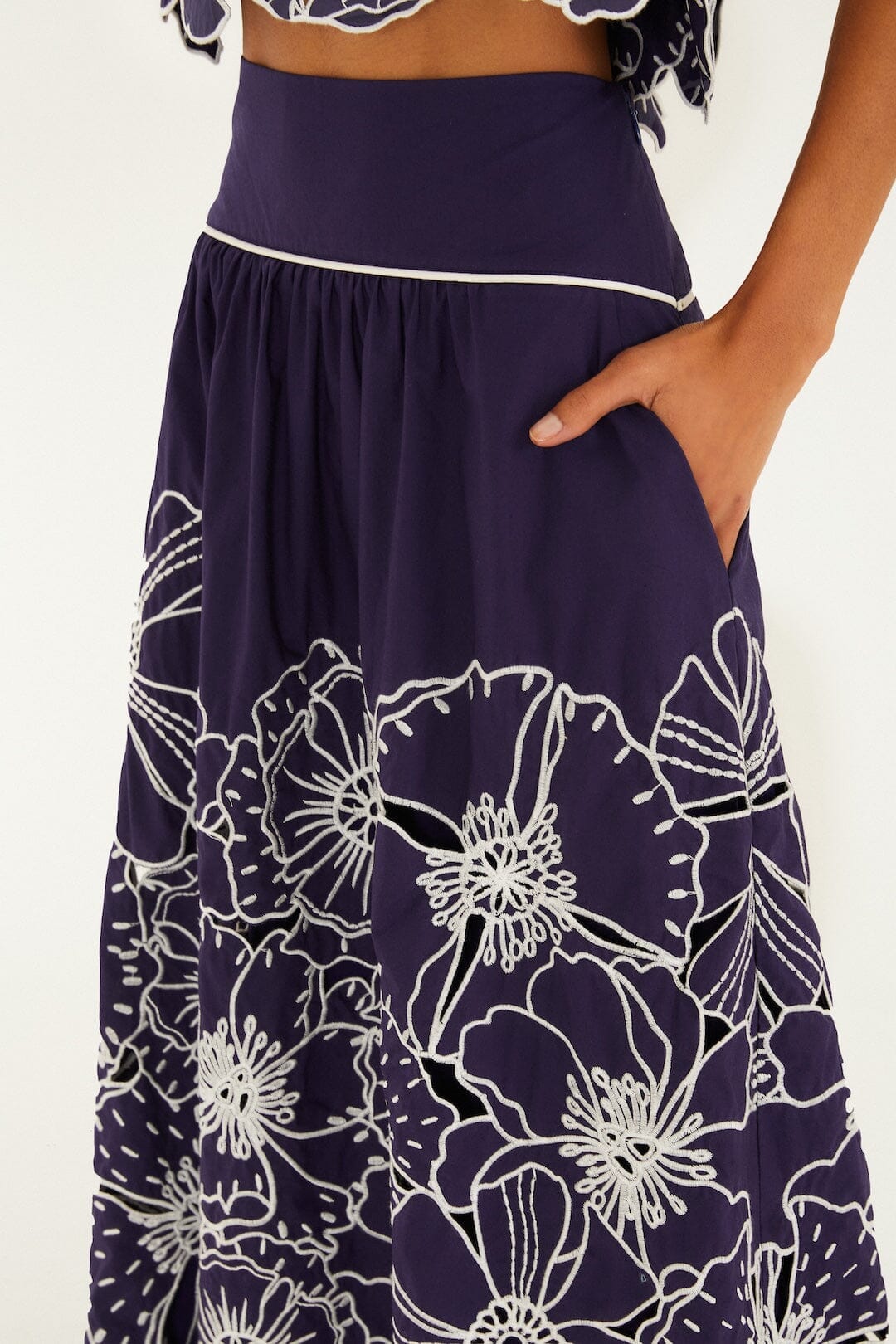 Blue Flowers Richelieu Maxi Skirt